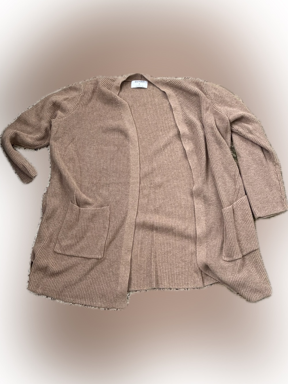 Old Navy Women's Open-Front Ribbed Cardigan in Tan